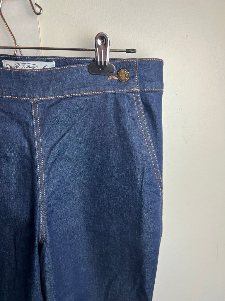 Charlie Dark Blue Cuffed Capri Jeans Pants Rockabilly Pedal Pushers