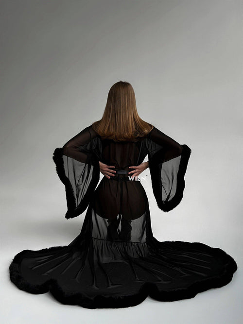 Old Hollywood Burlesque Sheer Black Robe