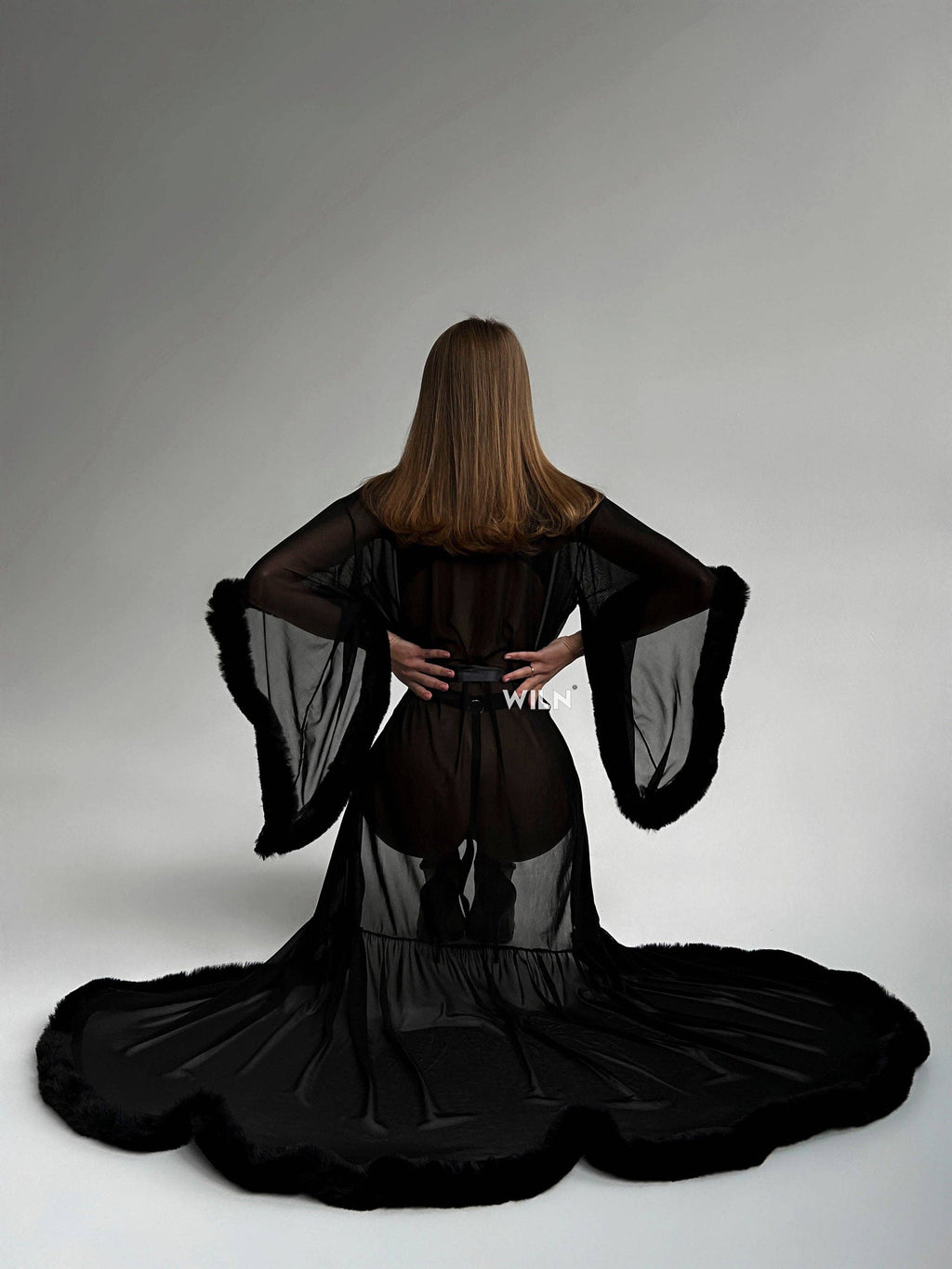 Old Hollywood Burlesque Sheer Black Robe