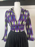 Pinup Couture Harlequin Top in Purple and Green | Pre-loved 🦄 size Large