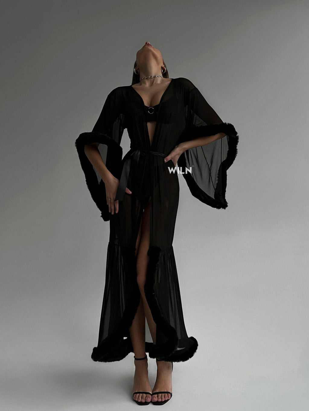 Old Hollywood Burlesque Sheer Black Robe