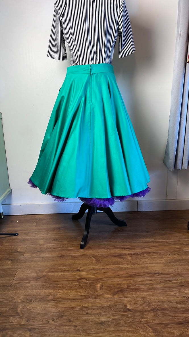 Bettie Page Teal Circle skirt