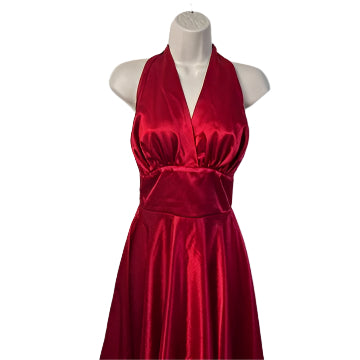Dixiefried Red Halter Neck Satin Dress
