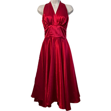 Dixiefried Red Halter Neck Satin Dress