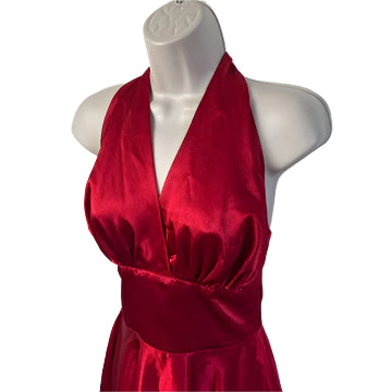 Dixiefried Red Halter Neck Satin Dress