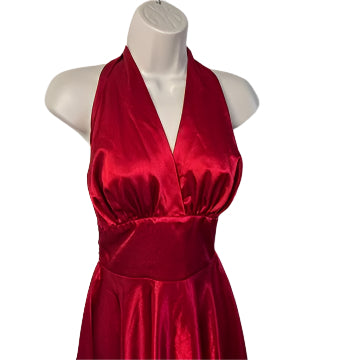 Dixiefried Red Halter Neck Satin Dress