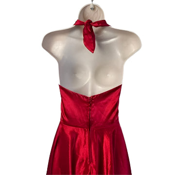 Dixiefried Red Halter Neck Satin Dress