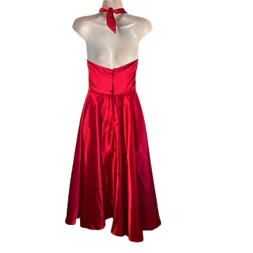Dixiefried Red Halter Neck Satin Dress