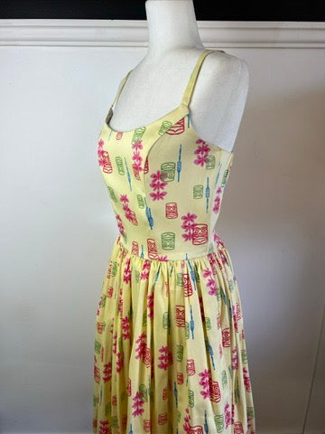 Yellow Tiki Print Jenny Dress