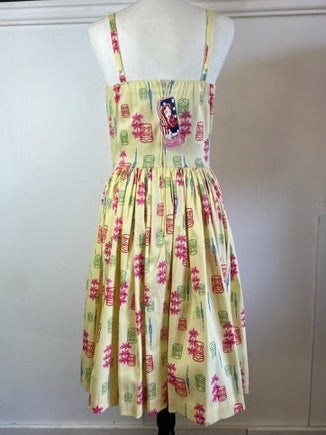 Yellow Tiki Print Jenny Dress