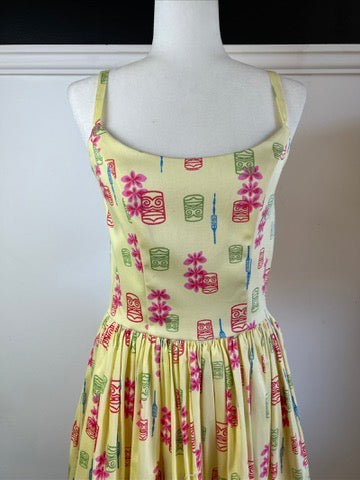 Yellow Tiki Print Jenny Dress
