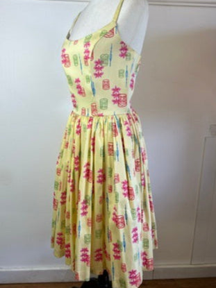 Yellow Tiki Print Jenny Dress Side