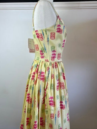 Yellow Tiki Print Jenny Dress Side View