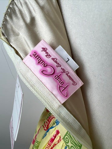 Yellow Tiki Print Jenny Dress Tag