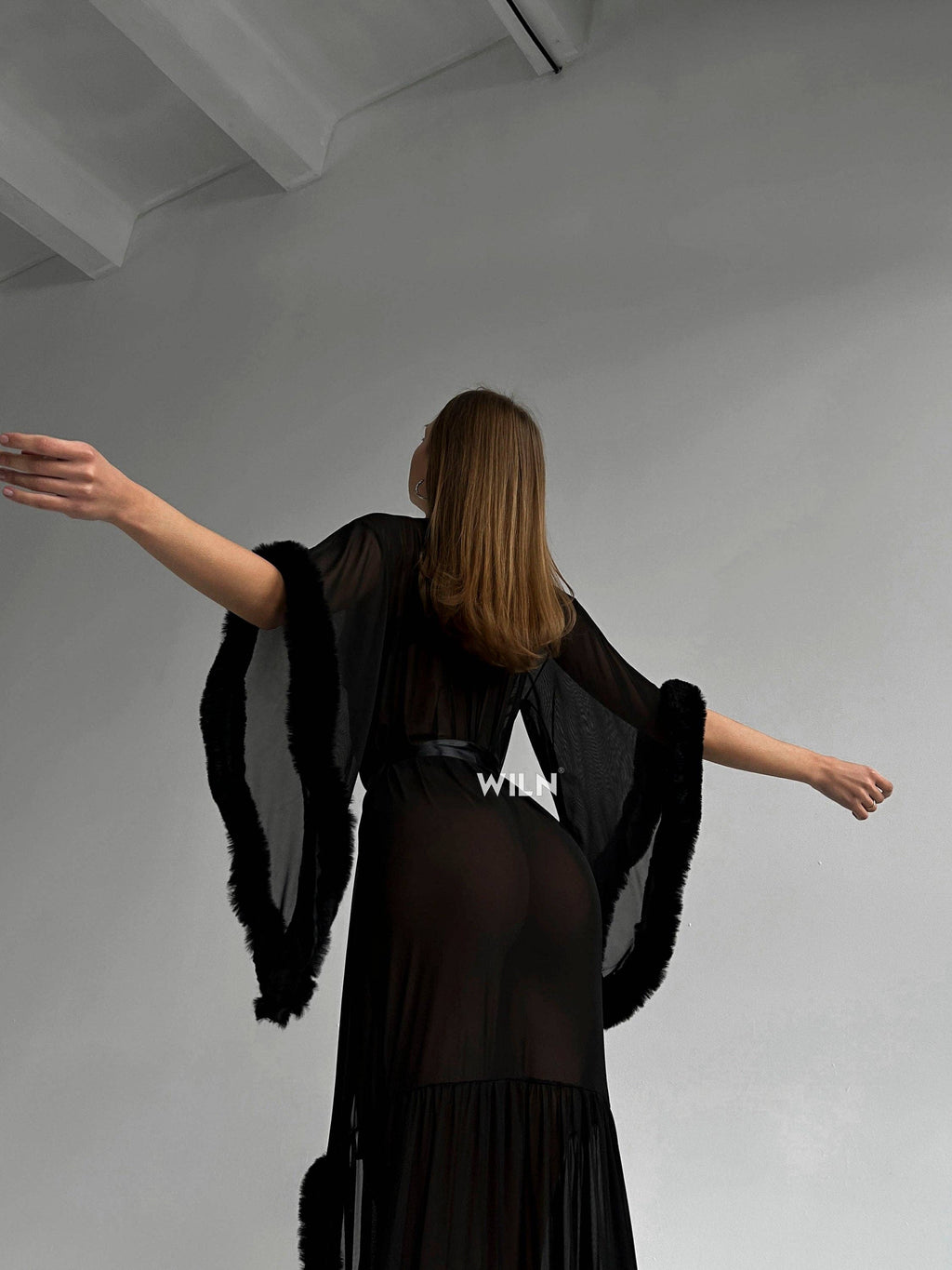 Old Hollywood Burlesque Sheer Black Robe